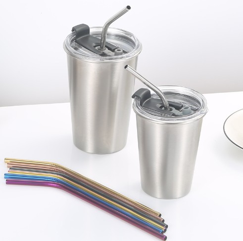 Cold storage glass, Yeti glass, with lid and straw