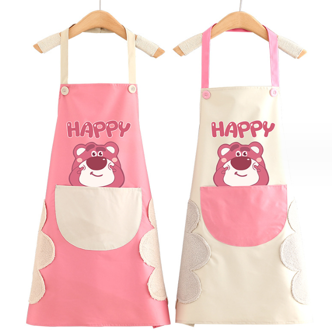 Oil-proof apron, bear pattern, strawberry