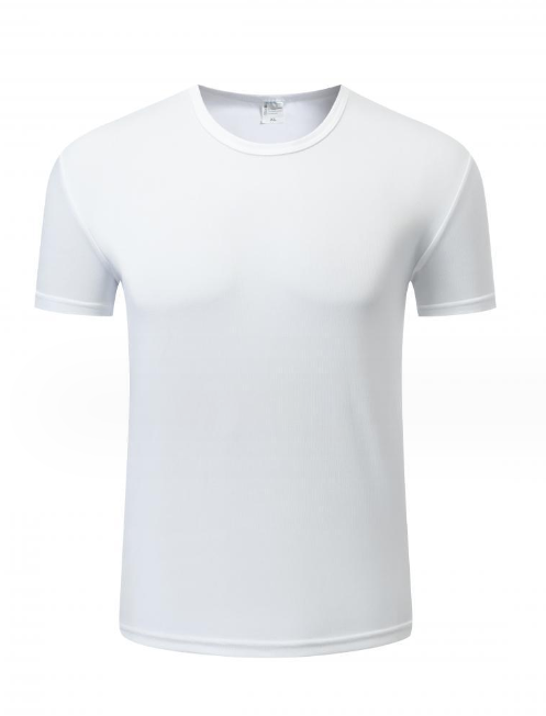 Short sleeve round neck t-shirt Name screen printed, logo embroidery possible.