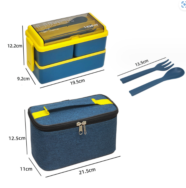 3 compartment lunch box with bag