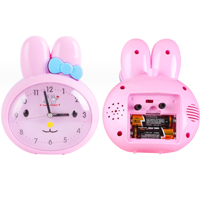 Alarm clock with cute cartoon rabbit pattern Mute the bedside sound